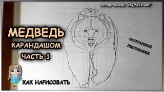 Как нарисовать медведя в анфас в полный рост карандашом. Поэтапное рисование. Часть 1. Построение