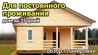 Проект одноэтажного дома 8х14 с террасой: кухня гостиная, 3 спальни, ванная, котельная, прихожая