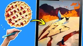 Drawing a Cinematic Fantasy Landscape from Pie 🥧 #shorts #youtubepartner