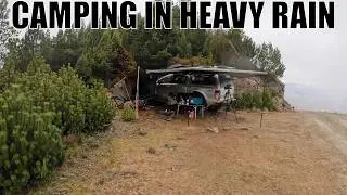CAMPING in RAIN STORM - Elevated Tent - Freezing Mountain - Dog