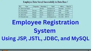 Java Project Employee Registration System Using JSP, JSTL, JDBC, and MySQL 