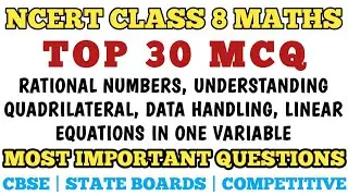 Best Mcq Class 8 Maths || Chapter 1, 2, 3, 5 MCQ - Rational Number, Linear Equation, Data Handling