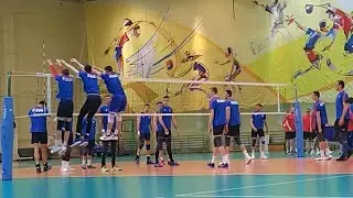 Волейбол. Тренировка сборной России. Блокирование. | Russia volleyball team. Training block.