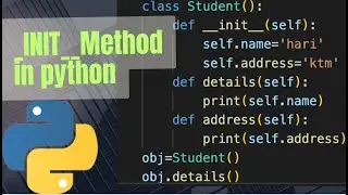 #Day26 python tutorial for beginners | __init__method  in  🐍  python(init method  within class )