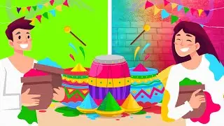 Happy Holi festival happy characters Vfx Green Screen 4k | Chromatic Cinema