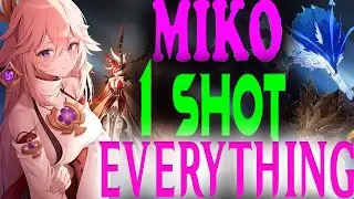 yae miko best C0 damage showcase  , miko 1 shot bosses