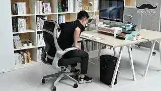 High-Back Mesh Office Chair , Flip Up Arms, Black - Moustache®