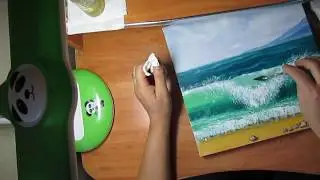 Научиться рисовать волну на море масляными красками.