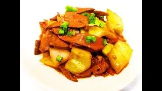 Китайская кухня.  Нежная печень с овощами.