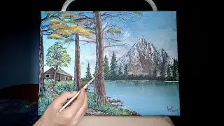 Lakeside Cottage | Acrylic Landscape Painting Timelapse | Denver Saldanha #Art #Acrylic