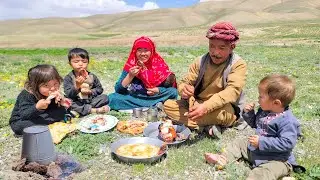 Twin children in Nature: Cooking Village style food | Village life Afghanistan