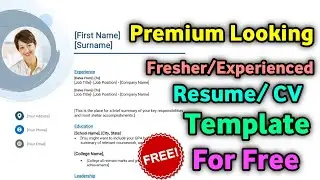 Fresher Resume CV Template Download and Edit for Free Tutorial