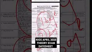 NIOS APRIL 2025 Theory Exam Datesheet 
