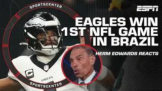 Eagles win FIRST NFL GAME IN BRAZIL 🇧🇷 Saquon Barkley was 'FABULOUS' - Herm Edwards | SportsCenter