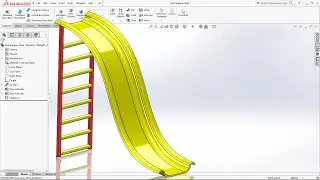 SolidWorks Tutorial How to use Swept Boss Base (Slippery Slide for Kids)
