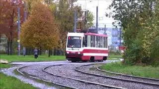 Трамвай ЛМ99к-0412, улица Руставели, СПб.