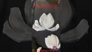 Tutorial de pictură - Cum să pictezi o floare de magnolie pe un fond textil - pe o rochie