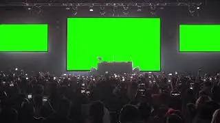 Concert Stage DJ booth & Crowd with Green Screen backdrops 4k Chromakey VFX