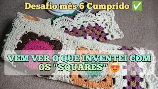 CRIEI UMA PEÇA LINDA ATRAVÉS DO SQUARE DO DESAFIO #desafiomes6amigascrocheteiras