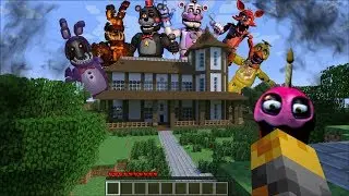 GIANT FIVE NIGHTS AT FREDDY'S APPEARS IN MY HOUSE IN MINECRAFT !! Minecraft Mods