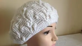 берет,связанный крючком с рельефными столбиками,часть 2а