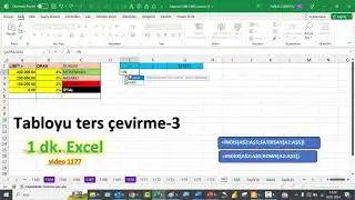 Excel 1 Dakika - Tabloyu Ters Çevirme - 3
