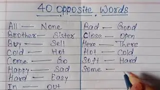 40 opposite words | Opposite words |Opposite words in english | 
