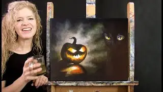 Learn How to Paint EYES OF HALLOWEEN with Acrylic - Paint & Sip at Home - Fun Step by Step Tutorial