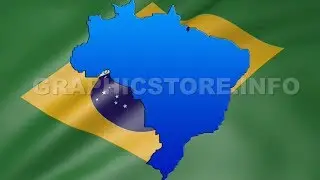 Green Screen Brazil map on rippled flag