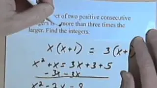 Quadratic Equation Word Problems, part 1 070-25a