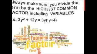 Factoring Polynomials; Grade 10 and 11