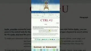 CTRL+U Shortcut Key | Keyboard Shortcut | Computer Shortcut keys | MS Office Shortcut Keys | MS Word