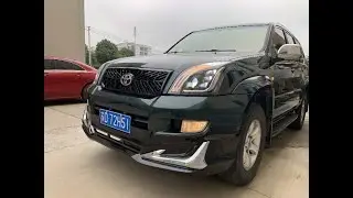 Губа передняя Prado 120, дизайн Modellista с LED + повтор, серебро