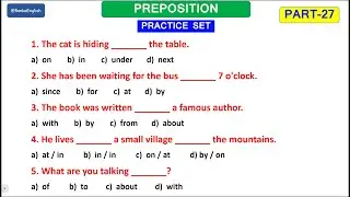 Preposition objective questions | Preposition in English grammar | Prepositions practice Exercise 27