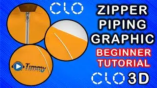 How to add PIPE x ZIPPER x  GRAPHICS on Clo3d/Marvelous Designer - Beginner Tutorial