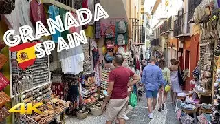 Granada Arabic Authentic Shopping Street Walking Tour - Spain 🇪🇸 [4k 60fps] Oriental Ambience