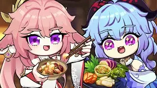 Miko feeding Ganyu