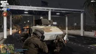 GTA V - LSPDFR 0.4.9🚔 - FZMP/USMC MP - Military Police SWAT Patrol - Gang Attack on Base - 4K