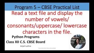 Python Program#5-To print the number of vowels, consonants, upper and lower case letters from a file