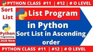 python list program : sort list in ascending order | python list program
