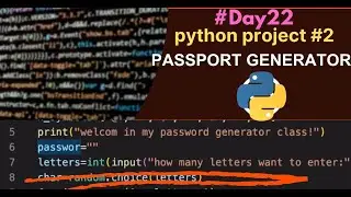 #Day22:-python project 2| password Generator |python for beginners (Generate the password in python)