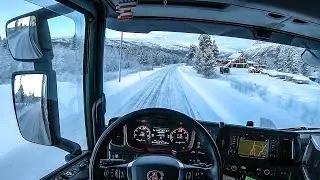 От первого лица снежной ночью за рулем грузовика Scania ★Euro Truck Simulator 2★!!!