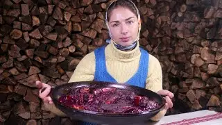 Cooking Amazing Ribs in the village! Fried ribs with beetroot KVASS. Ukrainian Food!
