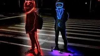 TRONBOARD NYC/ Glowing Skateboarders Ride Through New York City