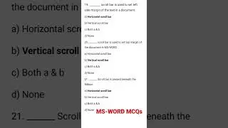 MS-WORD MCQs👨‍🏫👨‍💻#msword #mswordtutorial