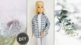 DIY Doll Dress. How To Make Trendy Barbie Clothes - Plaid Oversized Shirt