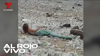 Aparece una sirena sobre toneladas de basura en Indonesia