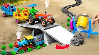 Top most creative diy tractor making mini Bridge for train | Concrete Bridge Construction video
