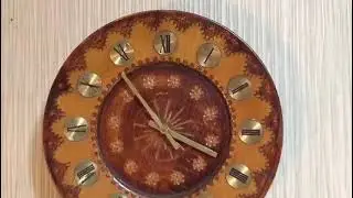 Часы ходики, Часы настенные, механические, Часы антиквариат, Часы, Часы тарелка с узором деревянная