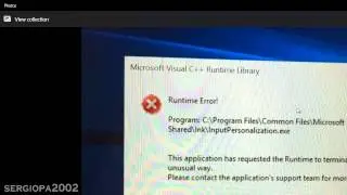 Windows 10 InputPersonalization.exe Runtime Error on  tablets
